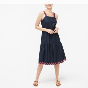 J Crew Embroidered Scalloped Tiered Dress size 4